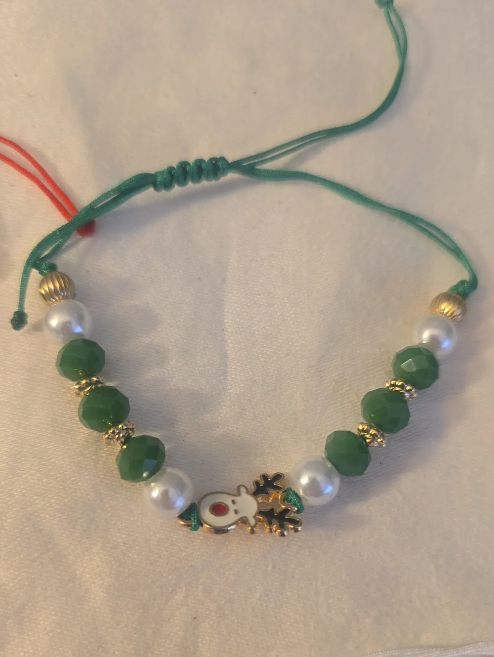 4 Christmas Charm Beaded Adjustable Bracelet, Tree, Reindeer, Santa,gift Bag New